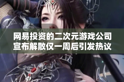 网易投资的二次元游戏公司宣布解散仅一周后引发热议