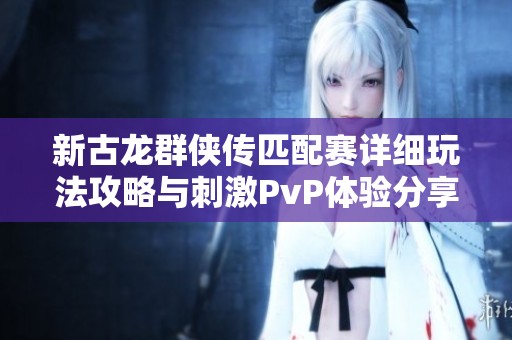 新古龙群侠传匹配赛详细玩法攻略与刺激PvP体验分享