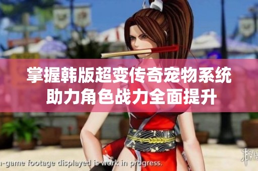 掌握韩版超变传奇宠物系统 助力角色战力全面提升