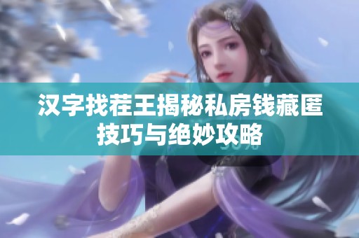 汉字找茬王揭秘私房钱藏匿技巧与绝妙攻略