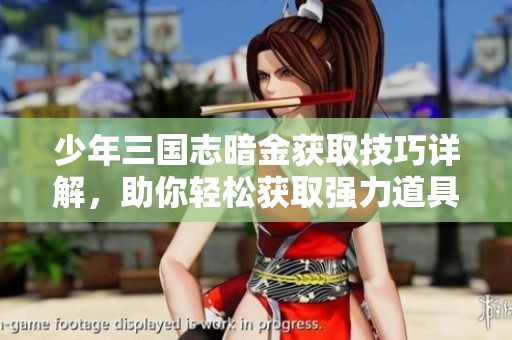 少年三国志暗金获取技巧详解，助你轻松获取强力道具