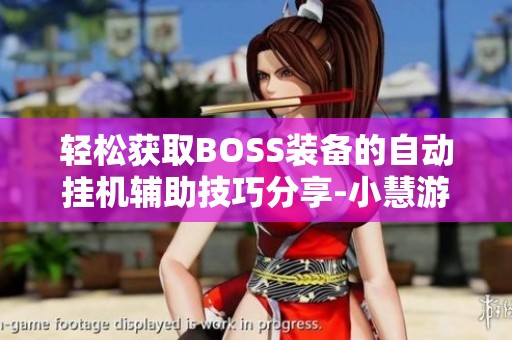 轻松获取BOSS装备的自动挂机辅助技巧分享-小慧游戏网解析