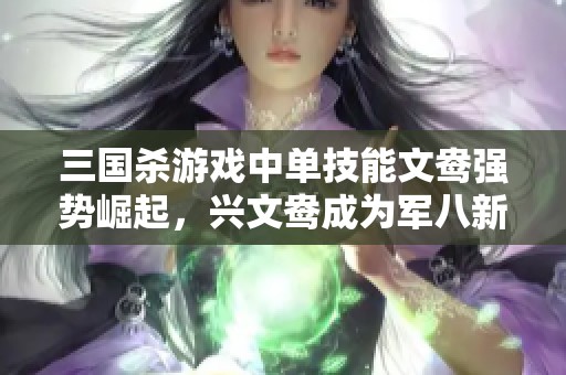 三国杀游戏中单技能文鸯强势崛起，兴文鸯成为军八新皇展现无敌风采