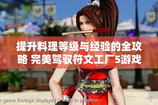 提升料理等级与经验的全攻略 完美驾驭符文工厂5游戏技巧