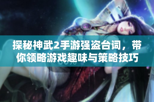 探秘神武2手游强盗台词，带你领略游戏趣味与策略技巧！
