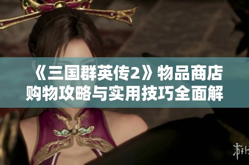 《三国群英传2》物品商店购物攻略与实用技巧全面解析