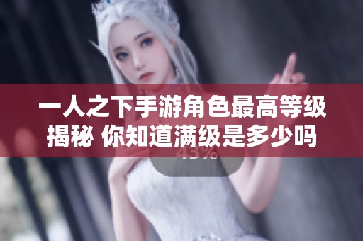 一人之下手游角色最高等级揭秘 你知道满级是多少吗