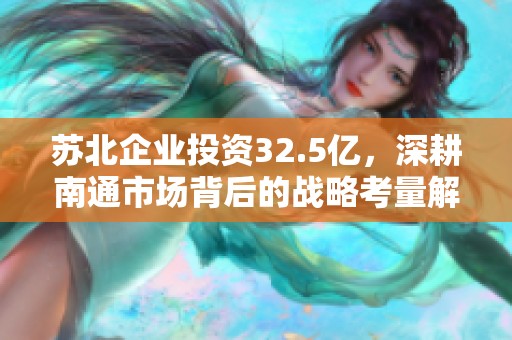 苏北企业投资32.5亿，深耕南通市场背后的战略考量解析
