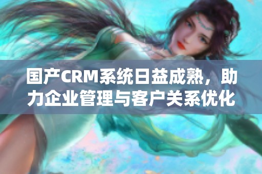 国产CRM系统日益成熟，助力企业管理与客户关系优化