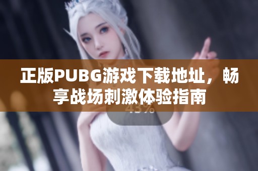正版PUBG游戏下载地址，畅享战场刺激体验指南